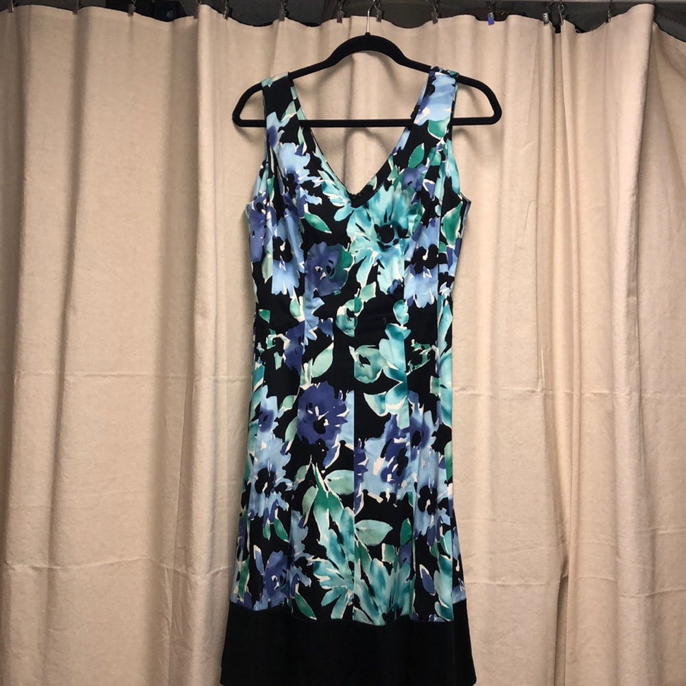 Chaps blue floral print dress size 10